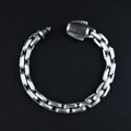 Sterling Silver Cable Solid Silver Onyx Stone Chain Bracelet
