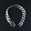 925 Silver Black Onyx Curb Chain 10MM Chain Link Bracelet