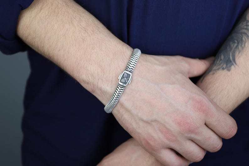 925 Men Sterling Silver Eagle 10MM Chain Eagle Bracelet