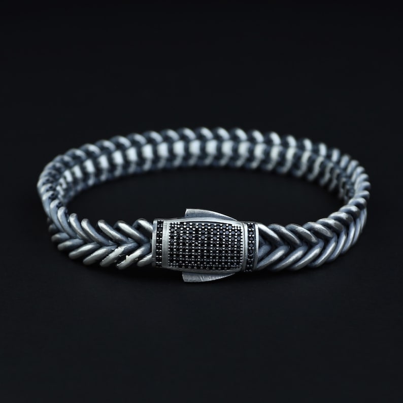 925 Silver Men Fishtail Chain Bracelet 10MM Chain Link Bracelet