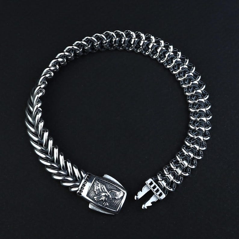 925 Silver 10MM Eagle Chain Fishbone Chain Bracelet
