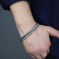 925 Sterling Silver 10MM Chain Black Diamond Men Chain Bracelet