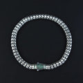 Men Silver Emerald Stone Popcorn Chain Bracelet
