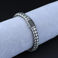 925 Silver 8MM Popcorn Chain Onyx Stone Box Lock Curb Chain Bracelet