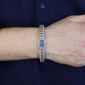 925 Men Silver Sapphire Popcorn Men Elegant Sapphire Link Bracelet