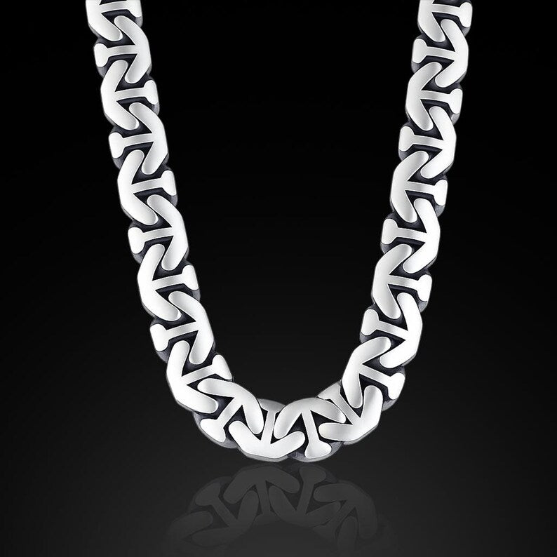 925 Solid Silver 16MM Heavy Anchor Chain Men Cuban Necklace