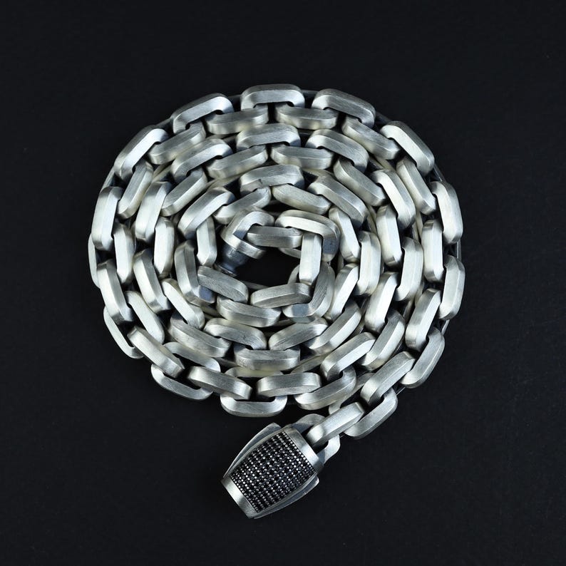 925K Sterling Silver Onyx Stone Oxidized 10mm Rope Chain Necklace
