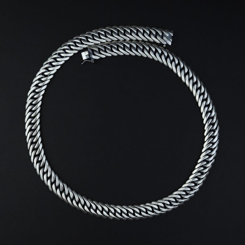 Solid Silver Men 13MM Heavy Cuban Curb Link Chain Necklace