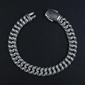 925 Silver 10MM Onyx Chain Black Diamond Curb Bracelet