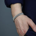 925 Silver 10MM Onyx Chain Black Diamond Curb Bracelet