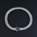 Men Silver Stone Popcorn 5MM Chain Link Bracelet