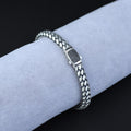 Men Silver Stone Popcorn 5MM Chain Link Bracelet
