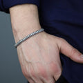 Men Silver Emerald Stone Popcorn Chain Bracelet