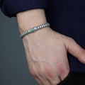 Men Silver Emerald Chain Bracelet, 5MM Popcorn Chain Luxury Bracelet