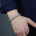925 Silver 8MM Popcorn Chain Onyx Stone Box Lock Curb Chain Bracelet