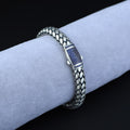 925 Men Silver Sapphire Popcorn Men Elegant Sapphire Link Bracelet