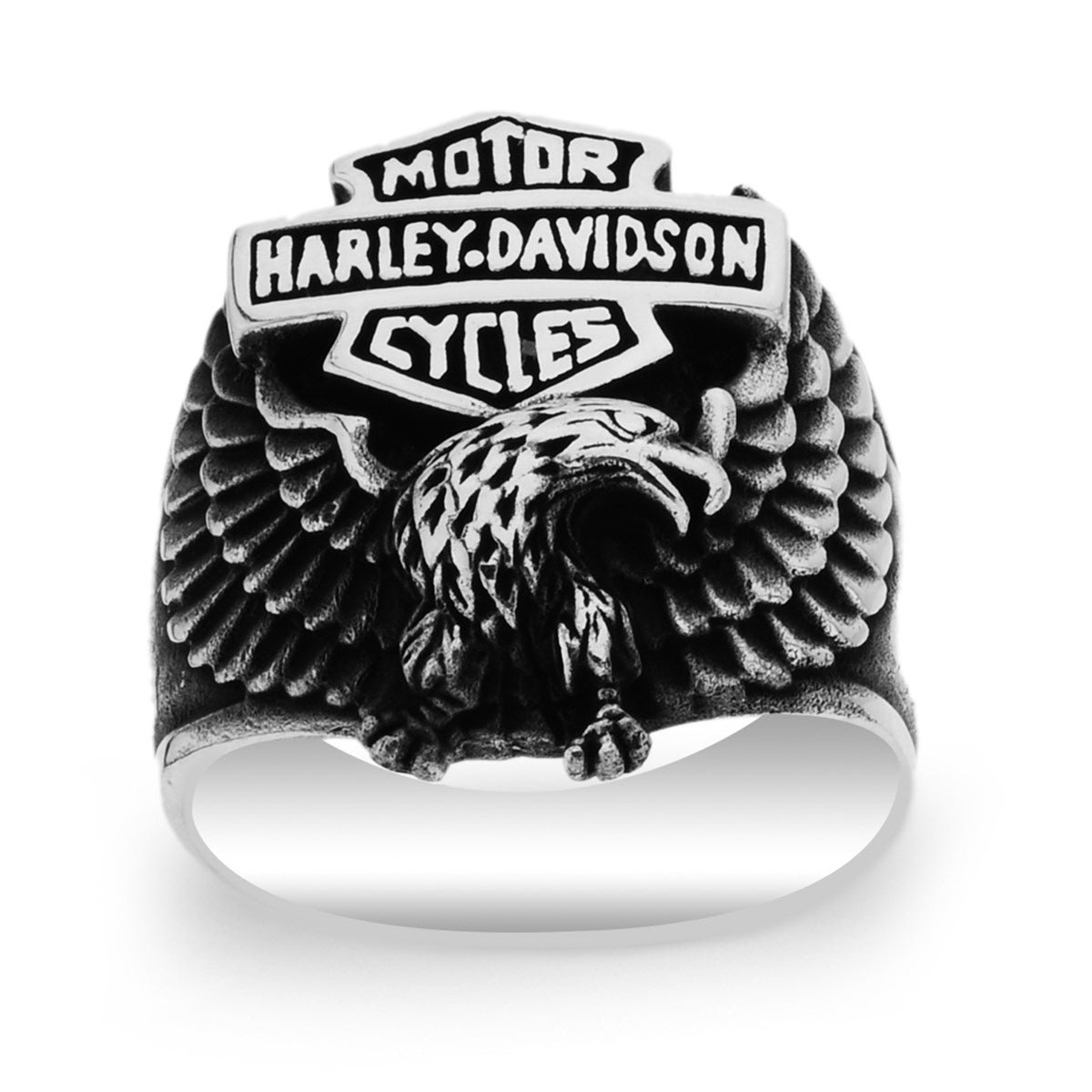 Silberner Adler-Modell Harley Davidson Bikerring 