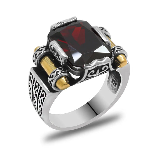 Silver Handmade Garnet Ruby Stone Ring